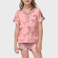 thumbnail image 2 of FYDUU Girls Christmas Pajamas 2 Piece Set Bow Print Short Sleeve Top And Shorts Casual Pajamas Toddler Kids Sleepwear Nightwear Loungewear Trendy Party Wear, 2 of 4