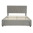 thumbnail image 3 of Queen Size Storage Bed Velvet Upholstered Platform Bed with a Big Drawer ,Queen Platform Bed with Tufted Headboard, No Box Spring Needed, Grey, 3 of 7