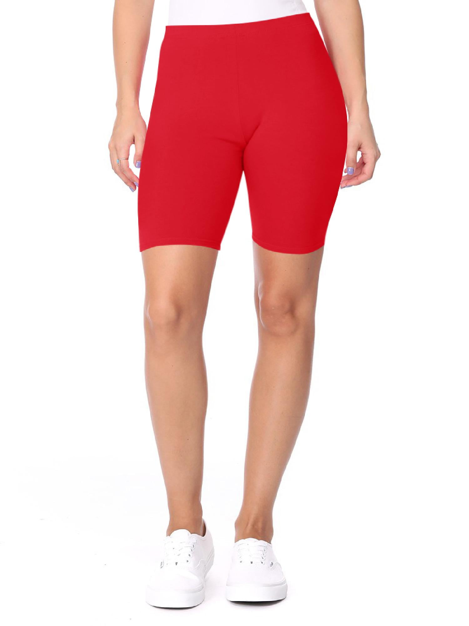 red cotton biker shorts