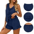 thumbnail image 5 of VONCOS Womens Navy 2 Piece Pajama Set – Soft Cotton Modal Lace Trim Sleepwear & Loungewear for Women,Size 2XL, 5 of 7