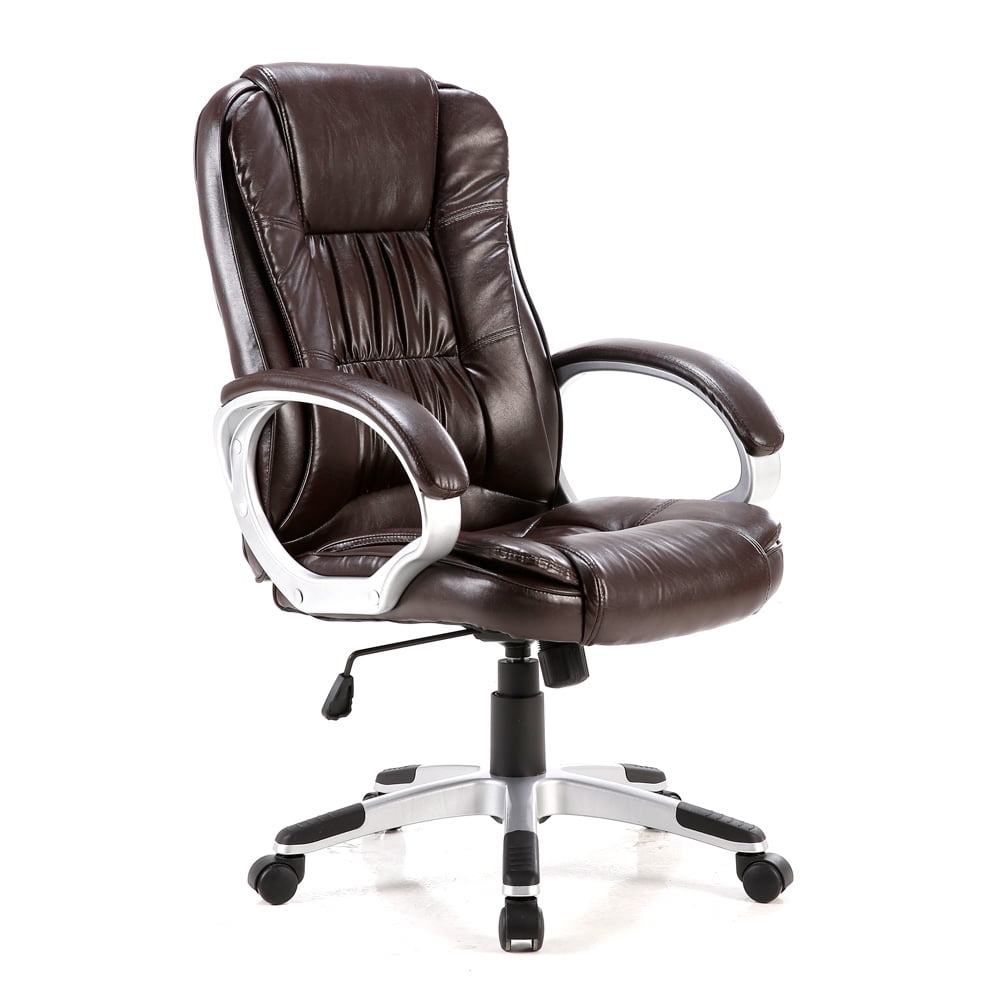 ALEKO ALC2216CF High Back Office Chair, Ergonomic Computer Desk Chair, Brown PU Leather 
