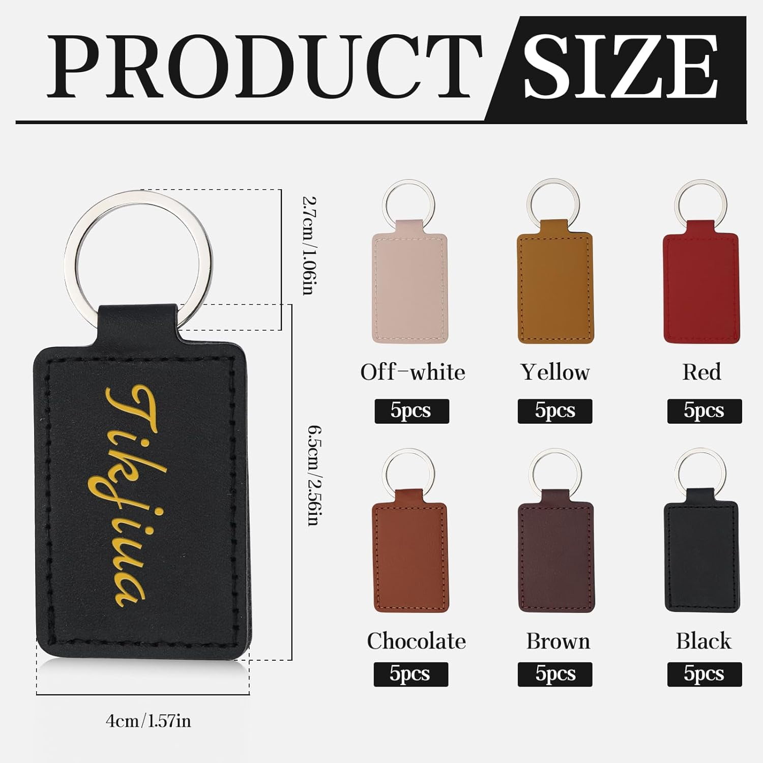 30 Pcs Leather Key Fob Kit, Rectangular Leather Keychain Blanks with Keychain Rings, PU Laser Engraving Key Chain, Stamping Diy Crafts for Leather Working