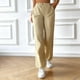 thumbnail image 2 of Pantalones de trabajo informales de mujer con cintura elástica, pierna ancha y bolsillos, 2 of 6