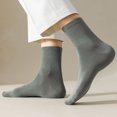 thumbnail image 4 of harmtty Cotton Mid-calf Socks 1 Pair Unisex Mid-tube Cotton Socks Solid Color Breathable Stretchy Green, 4 of 8
