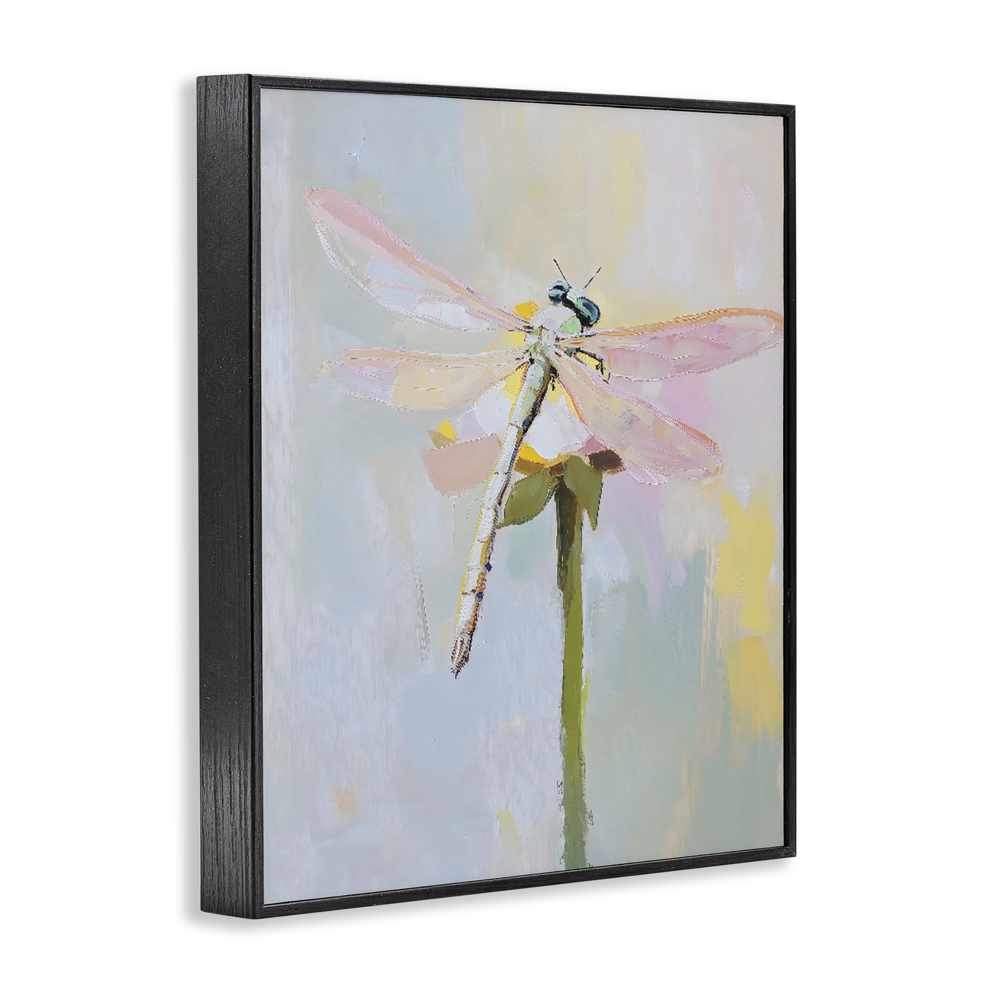 Stupell Industries Pastel Dragonfly Landing Black Framed Giclee Art, design by The Prints Vibe