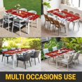 thumbnail image 5 of Red Christmas Table Cloths for 3 Foot Rectangle Tables, Santa Snowman Xmas Gifts Snowflake Winter Patio Waterproof Elastic Fitted Tablecloths, Washable Rectangular Table Cover for Camping, 5 of 8