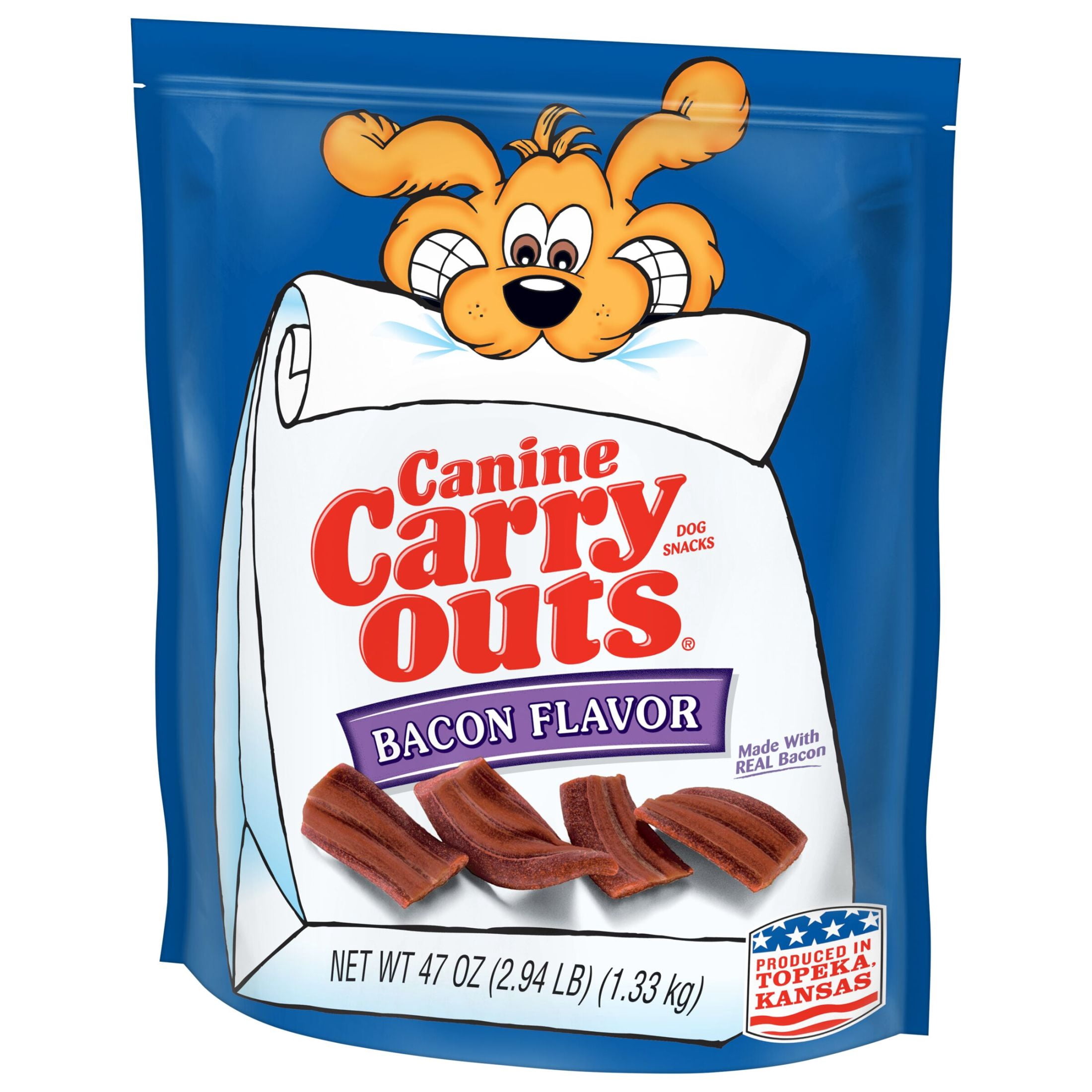 (6 pack) Canine Carry Outs Bacon Flavor Dog Treats, 47oz Bag
