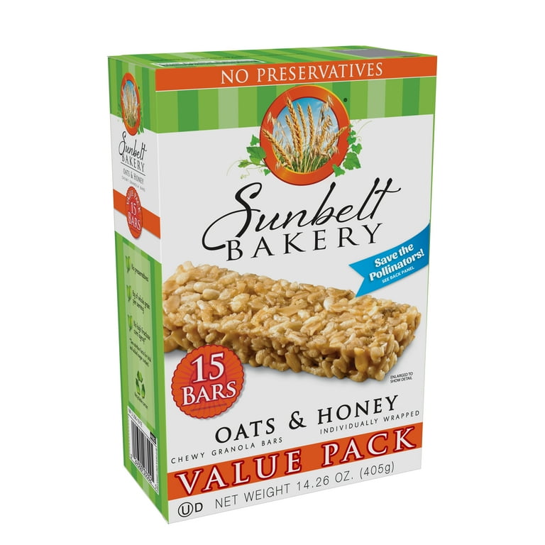 Sunbelt Bakery Chewy Granola Bars, Oats & Honey, 15 Ct