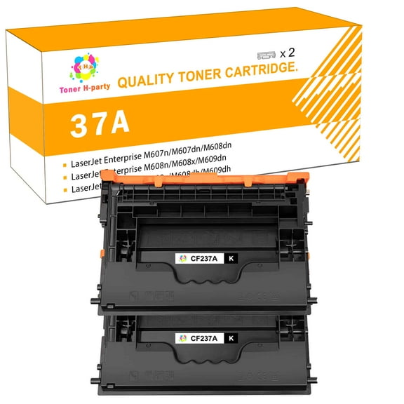 Toner H-Party 2-Pack Compatible 37A 37X Toner Cartridge for HP CF237A CF237X LaserJet Enterprise M607n M607dn M608x M609dn M609dh MFP M632h M631z M631dn Flow MFP M631h M632z M633z Black