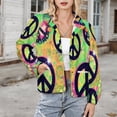 thumbnail image 3 of Jackets for Women Winter Coat Jackets Flannel Stand Collar Jacket(Colorful Peace Signs Pattern,Size:S-4XL), 3 of 7