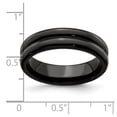 thumbnail image 2 of Polished Black Titanium With Grooves 6mm Band Size 8.5 Ring for Women and Men - 4.5 Grams, 2 of 2