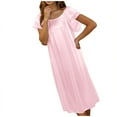 thumbnail image 4 of HomeGardon Nightgowns for Women,Summer Dresses Women's Solid Color Ice Silk Home Dress Nightdress, 4 of 5