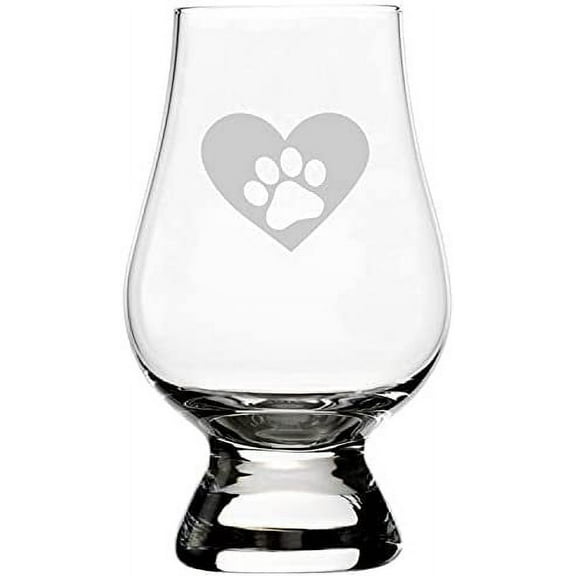 Paw Heart 4 Puppy Love Paw Prints Etched 6.5oz Whisky Glass