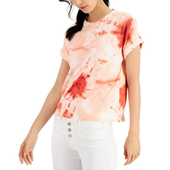 $25 Inc International Concepts Womens Cotton Tie-Dyed T-Shirt Orange Size XL