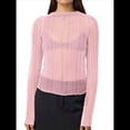 thumbnail image 2 of Camisetas de Larga Transparentes para Mujer, de Transparente, Ajustadas, con Ribete Festoneado, Blusas y Conjuntos Superiores Rosa S, 2 of 9