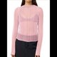 thumbnail image 2 of Camisetas de Larga Transparentes para Mujer, de Transparente, Ajustadas, con Ribete Festoneado, Blusas y Conjuntos Superiores Rosa S, 2 of 9