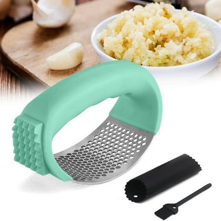 

Popular Picks Upgraded Garlic Press Stainless Steel Rocker Mincer Crusher with Peeler & Brush Kitchen Gadget for Easy Herb Preparation Choppers Hot Discounts | Stainless Steel Green