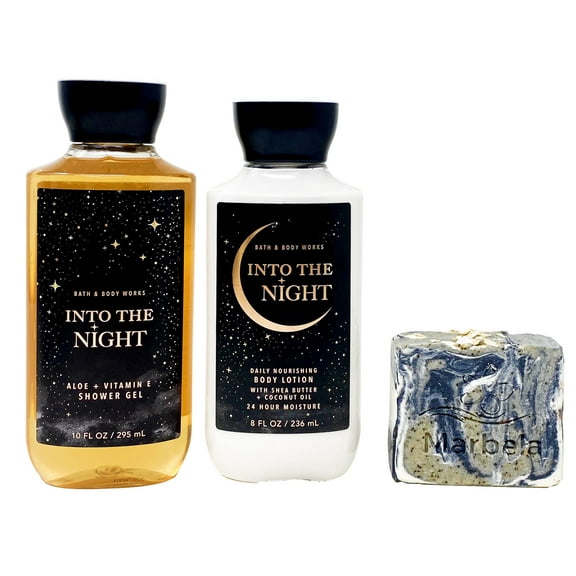 Bath & Body Works Into The Night - Duo Gift Set - Shower Gel and Body Lotion with a Charcoal Scrub Soap