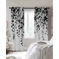 thumbnail image 3 of Grey Eucalyptus Blackout Curtains 45 Inches Long for Bedroom, Gradient Retro Watercolor Leaves Thermal Insulated Room Darkening Black Out Window Curtain Panels Grommet Drapes for Living Room, 3 of 8