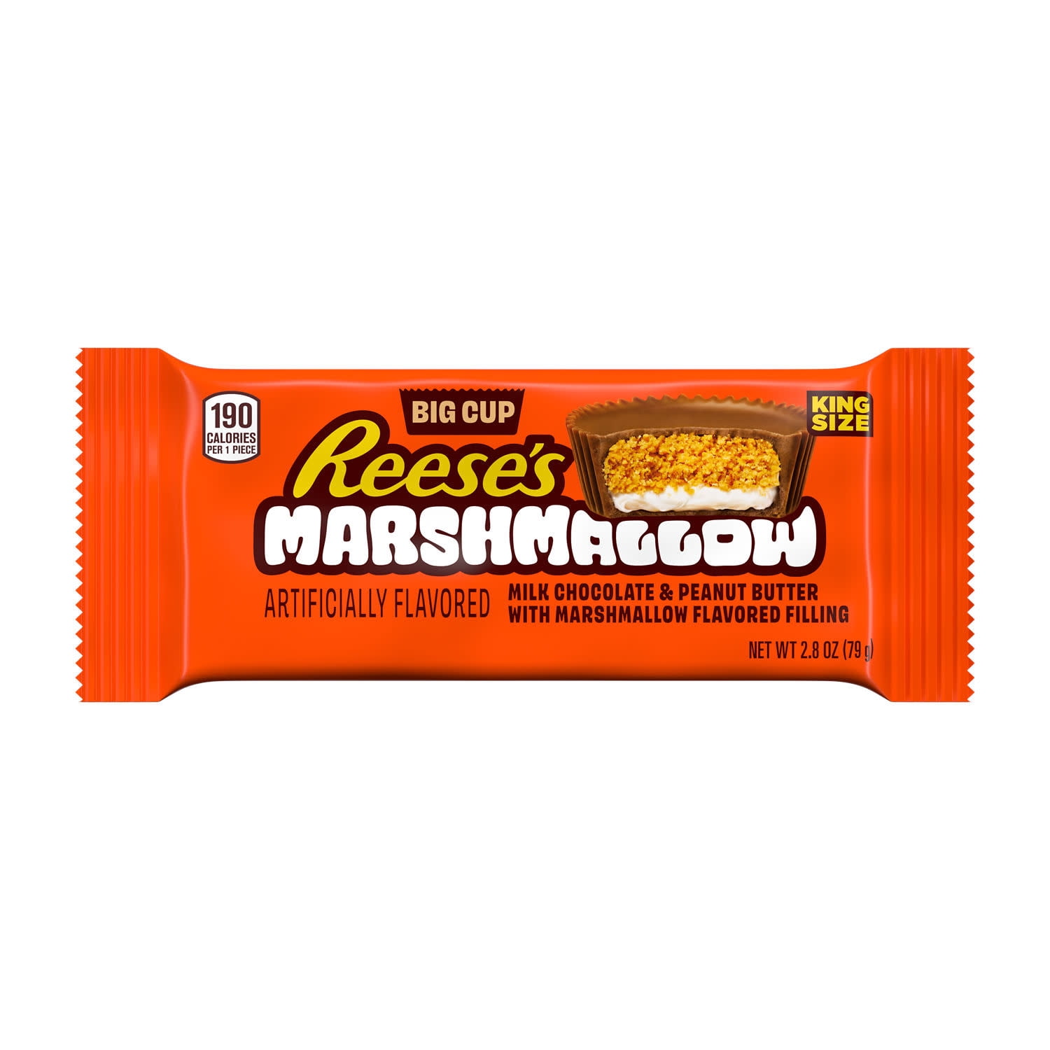 REESE'S Big Cup Marshmallow Candy Milk Chocolate King Size Peanut Butter Cups, Candy Pack, 2.8 oz