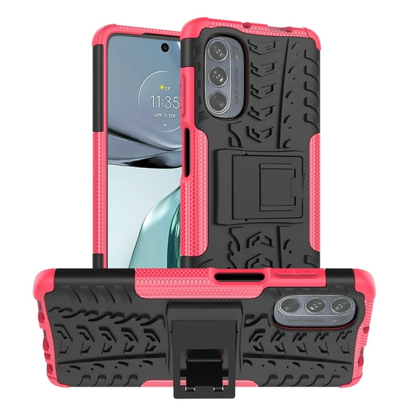 For Motorola Moto G62 5G Tire Texture TPU   PC Phone Case with Holder
