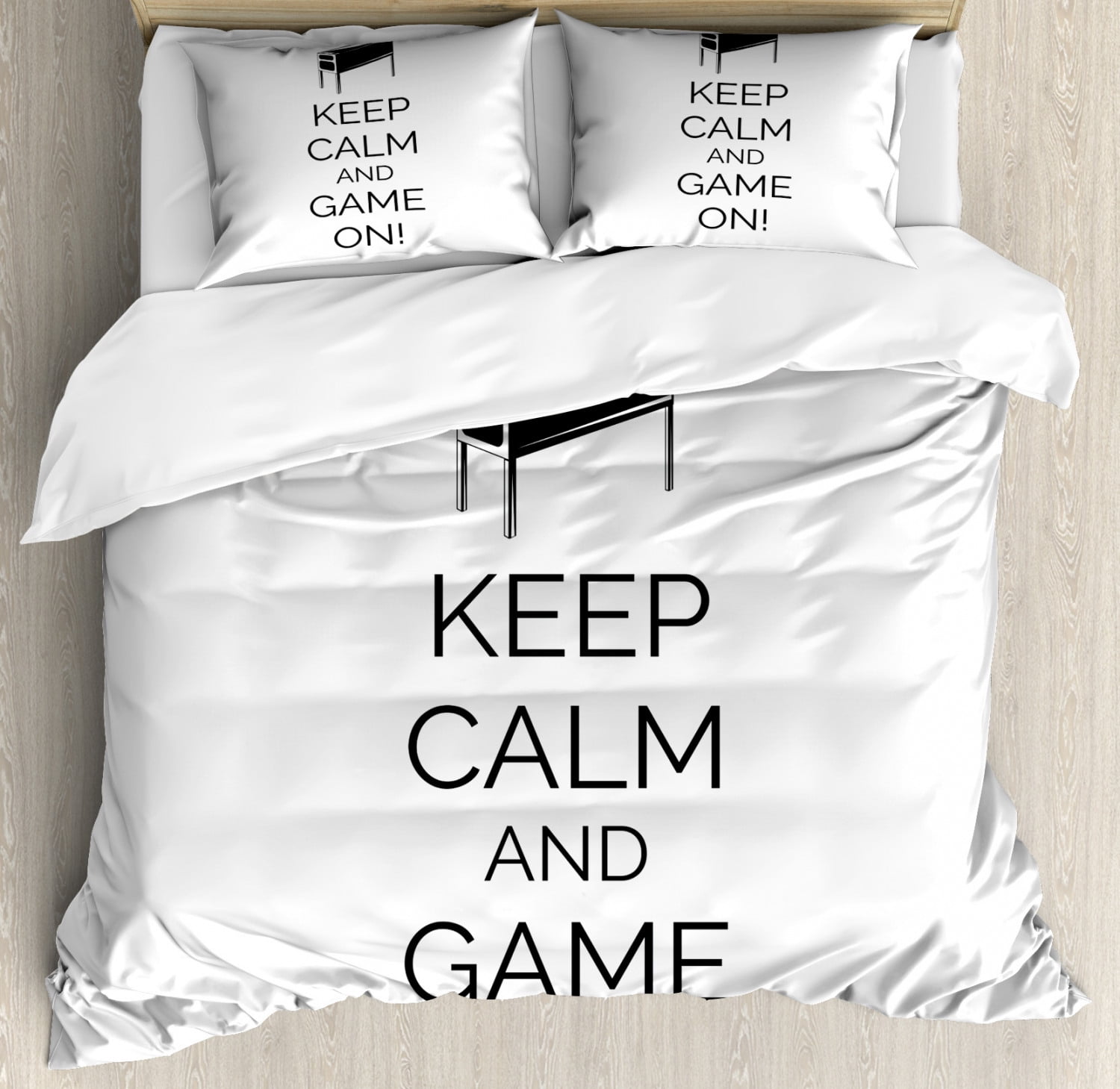 Keep Calm Queen Size Duvet Cover Set Pinball Machine Arcade Room