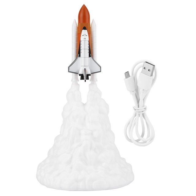 Lámpara LED USB para decoración de habitación de niños, 110-220 V, luz nocturna de transbordador espacial impresa en 3D de 21 cm