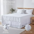thumbnail image 4 of Simple&Opulence Belgian Linen Bed Skirt with Classic 14 inch Tailored Drop Dust Ruffle, Easy Fit Breathable Premium Natural Flax- Basic White, Queen, 4 of 7