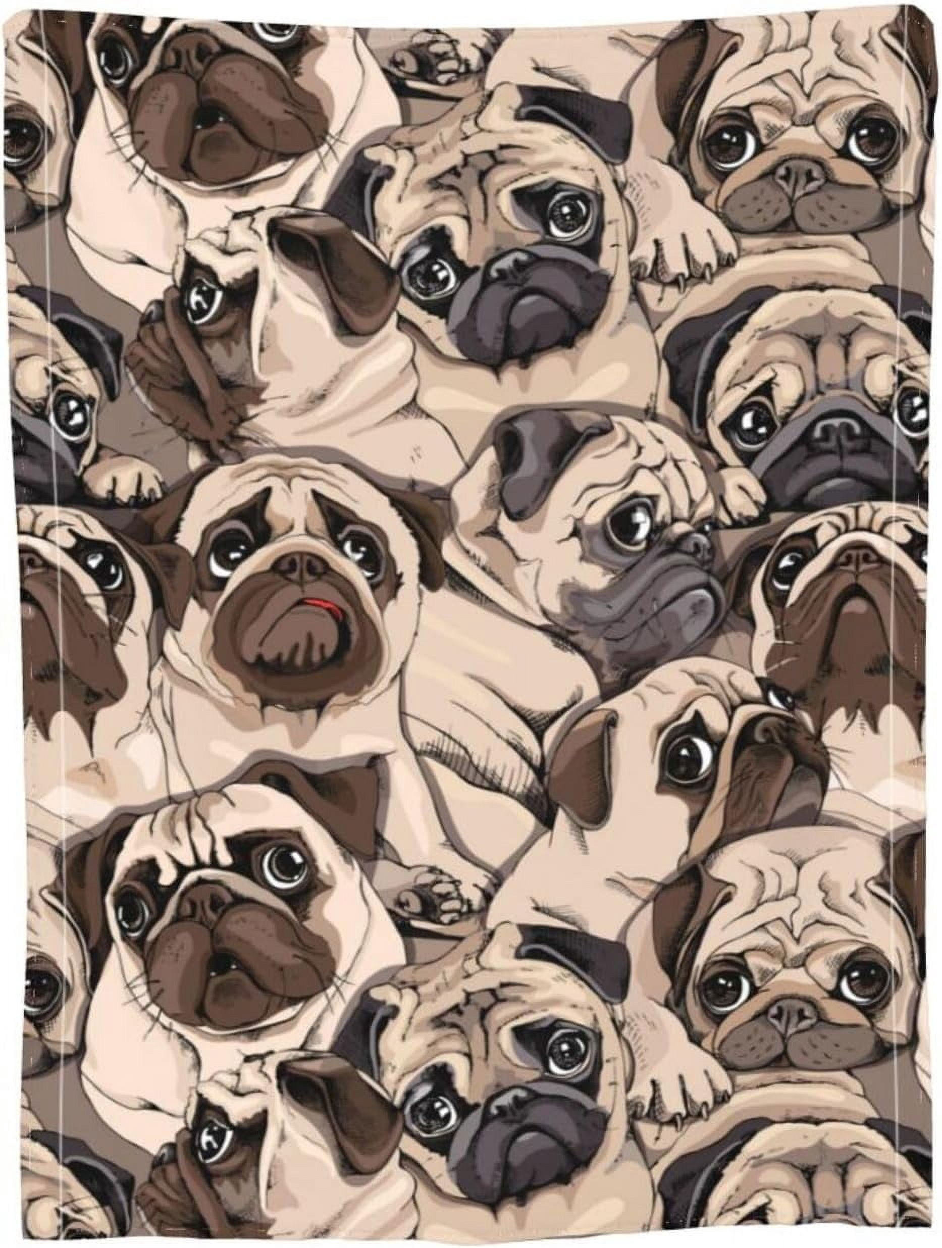 Kuscheln Cute Pug Dogs Bed Blanket Ultra Soft Throw Blanket All Season Warm Light Weight Cozy Plush Blankets for Home Bedroom Sofa Chair Travel