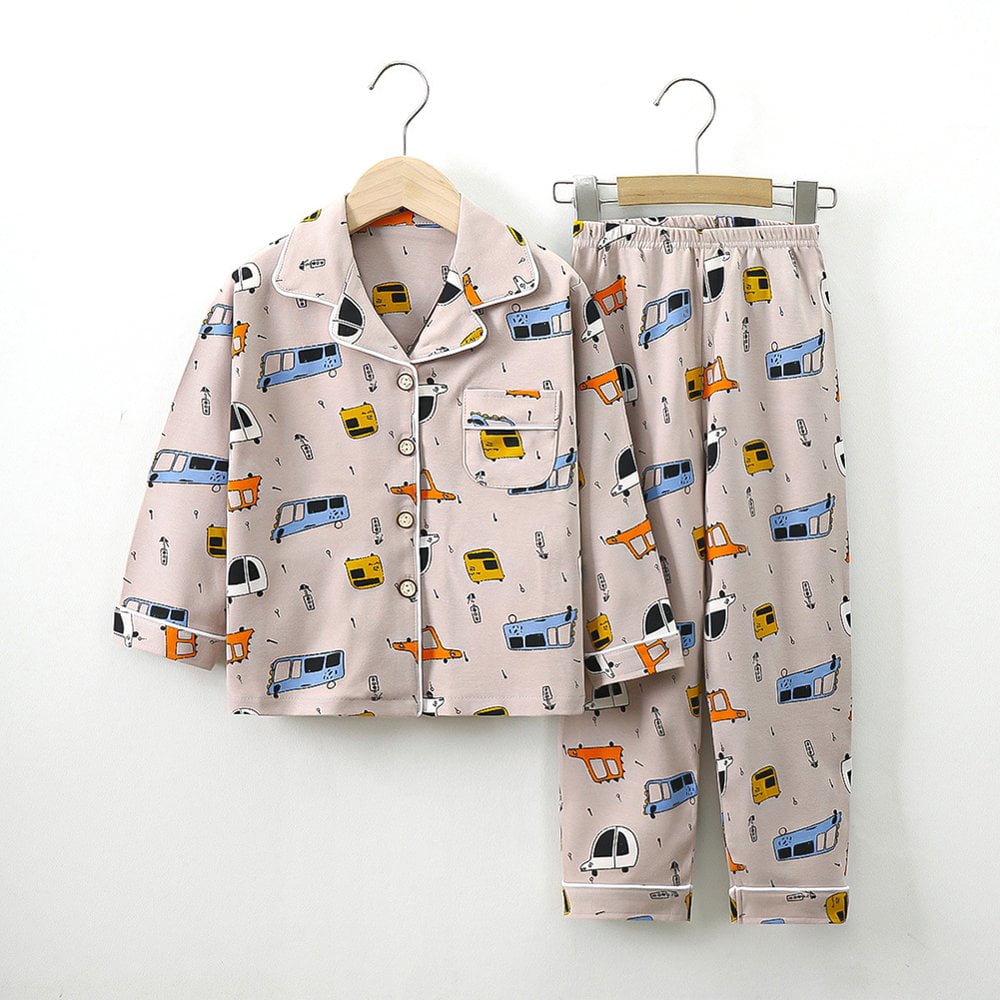 Cnkoo 2pcs Toddler Kids Autumn Cotton Pajamas Outfits Pj Set For Girls Boys Cartoon Cute Pajamas Sleepwear Set Baby Long Sleeved Sleepwear For 1 10 Ye