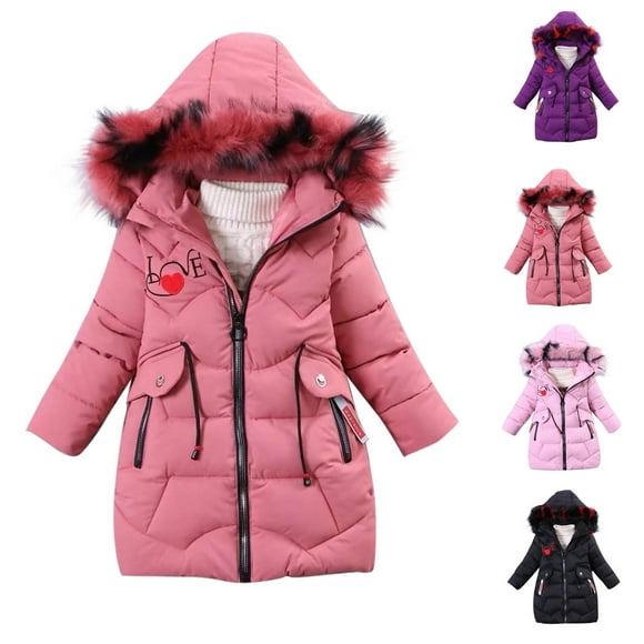 QIPOPIQ Girls' Long Winter Coat Parka Water Resistant Warm Puffer Jacket Clearance