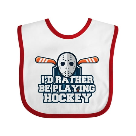 

Inktastic I d Rather Be Playing Hockey Gift Baby Boy or Baby Girl Bib