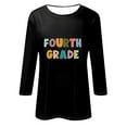 thumbnail image 3 of Jinhomg Womens 3/4 Length Sleeve Tunic Tops Funny Letter Printed Round Neck Pullovers Casual Cozy Going Out Wear Black#4 XL, 3 of 4