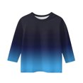 thumbnail image 4 of Spazoro Kids Girls Pullover Shirts Tee, Spring and Summer 3/4 Sleeve Round Neck Gradient Print Fashion Casual Tops for Child Girls Blue Size 3-4T, 4 of 5