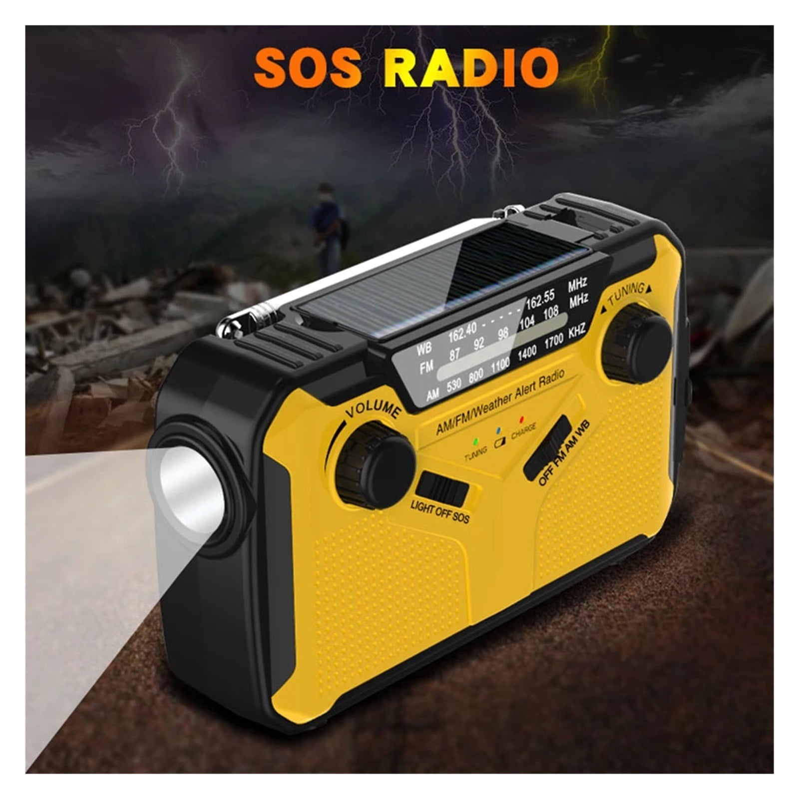 Emerncy Radio with LED Flashlight Power Bank SOS Alarm Solar Radio AM/FM Portable Radio for Emerncy Camping Survival