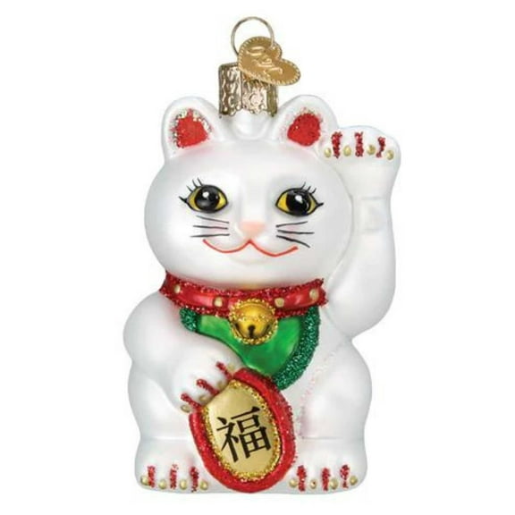 Old World Christmas Lucky Cat Hanging Ornament, 3.5-inch Height, Holiday Decoration