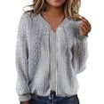 thumbnail image 1 of Women's Long Sleeve Oversized Zip Up Hooded Sweatshirt Casual Jacket With Drawstring And Pockets, 1 of 5