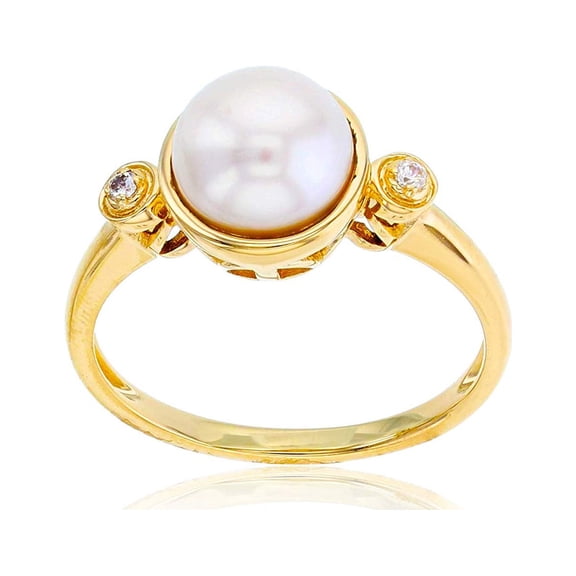 Decadence 10K Yellow Gold Pearl Bezel & White Topaz Ring