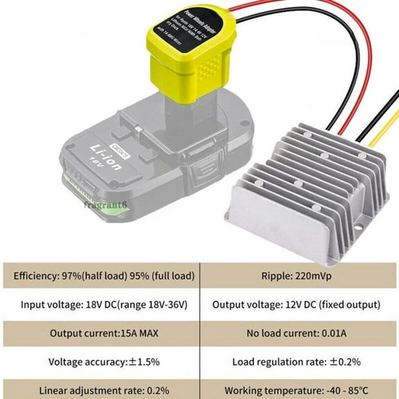 Converter DIY Step Down DC Voltage For RYOBI DC 18V To 12V Battery Adapter Dock