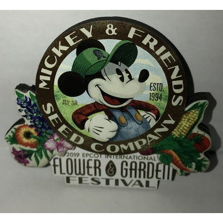 Disney Epcot Flower & Garden 2019 Mickey Friends Seed Company Wood Magnet