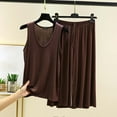 thumbnail image 2 of bnaln Womens Pajamas Set Sleeveless Tank Top and Capri Pants Pj Sets Sleepwear Summer Casual T-Shirts Baggy Trousers Nightwear Matching Suits 2 Piece Outfits Loungewear Homewear, 2 of 3