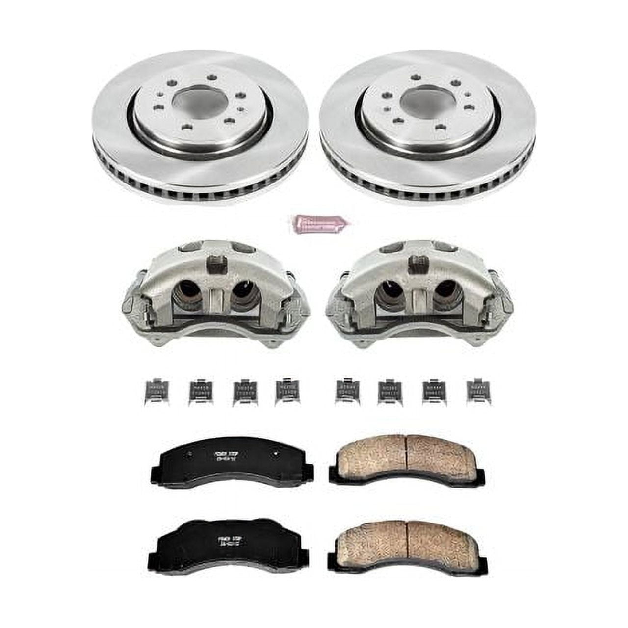 PowerStop Front Stock Replacement Brake Pad and Rotor Kit with Calipers Fits: FORD LINCOLN Select Models KCOE3167