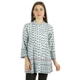 thumbnail image 1 of Moomaya Tunique Plissée à Col Mandarin Imprimé Haut Long Décontracté pour Leggings, 1 of 7