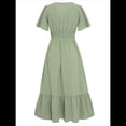 thumbnail image 2 of Women V Neck Summer Dress 2025 Ruffle Sleeves Dot Boho Flowy Beach Long Maxi Cocktail Dresses, 2 of 10