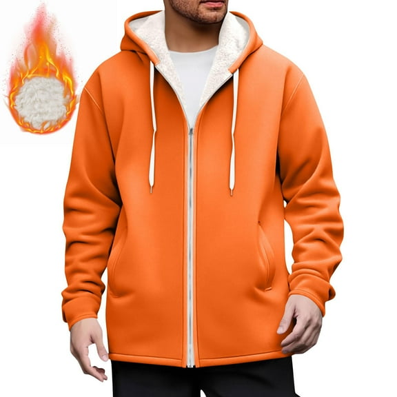 Men's Hoodie Thick Fleece Warm Lined Full Zip Sweatshirt Long Sleeved Jacket for Men