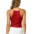 thumbnail image 4 of BODOAO Women's Sequin Halter Crop Top Sleeveless Sparkly Tank Shirt, Slim Fit Shimmer Camisole for Party Club Night Out Concert Festival Rave Outfits Red M, 4 of 6
