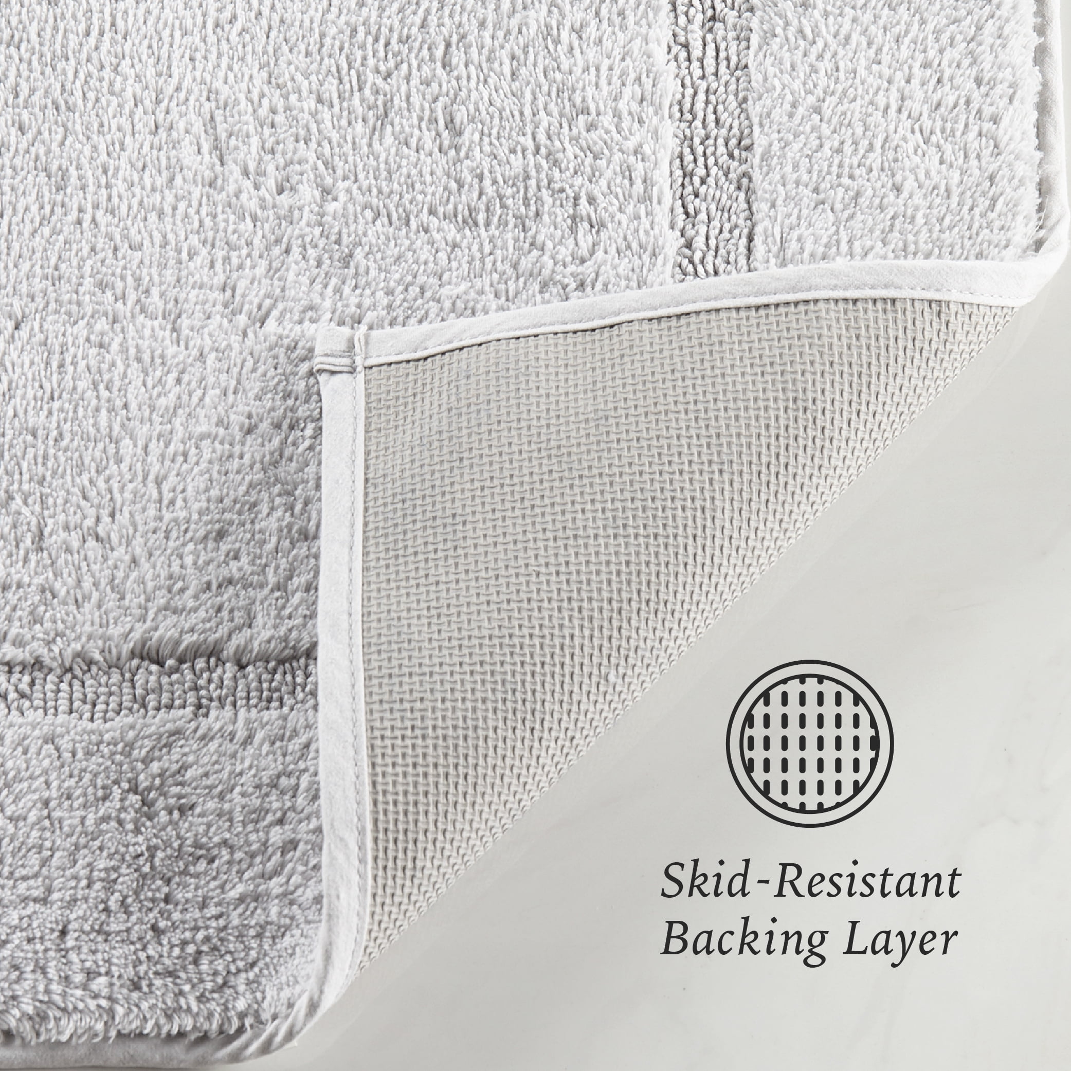 Hotel Style Organic Cotton 2-Piece Bath Rug Set, Platinum Silver