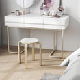 thumbnail image 4 of Songqin Stackable Bentwood Stools Set of 4, 18-Inch Height Backless Counter Chairs with Round Top, Anti-Slip Felt Pad, Portable School Stool for Dining Room, Kitchen, Classroom (Natural+White), 4 of 18