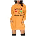 thumbnail image 2 of WEAIXIMIUNG Sweat-Shirt pour Femmes Veste Longue Décontractée Col Rond Poche Imprimé Flocon de Neige de Noël, 2 of 3