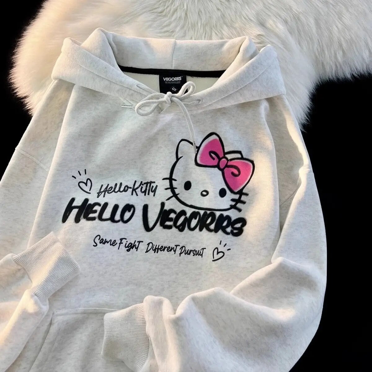 Sanrio Hello Kitty Amercian Style Hoodie Y2k Couples Fashion Top Shirts Hooded Women Autumn Loose Pullover Harajuku Sweatshirt HOEMLIN